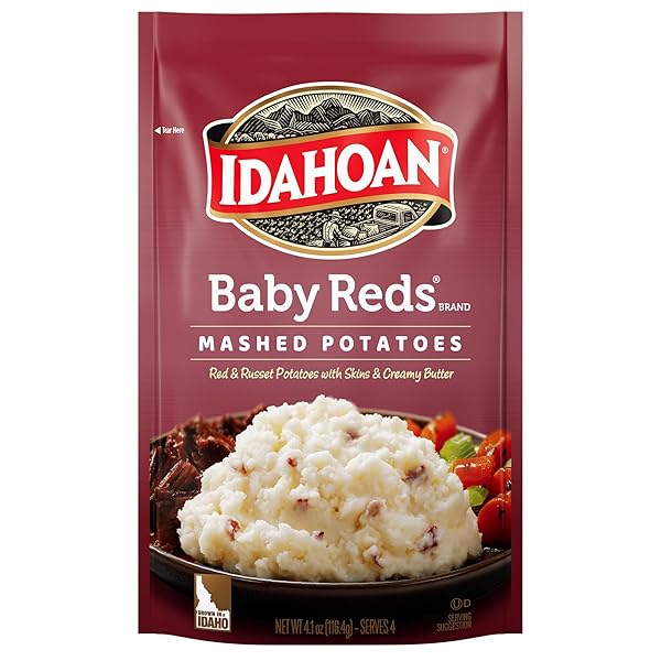 IDAHOAN, MASHED POTATOES, BABY REDS WITH SKINS AND...