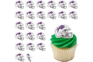 DecoPac NFL Buffalo Bills Helmet Rings, 24 Football Cupcake Decorations, Officially Licensed, Football Rings, Food Safe Cake Toppers – 24 Pack