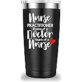 Nurse Practitioner Brains Of A Doctor, Heart Of A Nurse Travel Mug Tumbler.Nurse Practitioner Gifts for Friend Daughter Men Women.Nurse Appreciation,Nursing School Graduation Gifts.(20 oz Black)