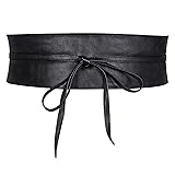WERFORU Women Obi Belt PU Leather Self Tie Wrap
