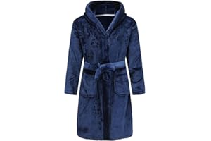 CJMJXPH Kids Toddler Boys Girls Fleece Robe Soft Hooded Bathrobe Pajamas Sleepwear 2-16 Years