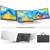 KEFEYA Laptop Screen Extender 15.6", FHD 1080P Portable Triple Monitor for Laptops 13-17.3", 0.16" Ultra-Thin Dual Laptop Monitor Extender for Windows/Mac/Dex/Chrome/Surface, Plug n Play