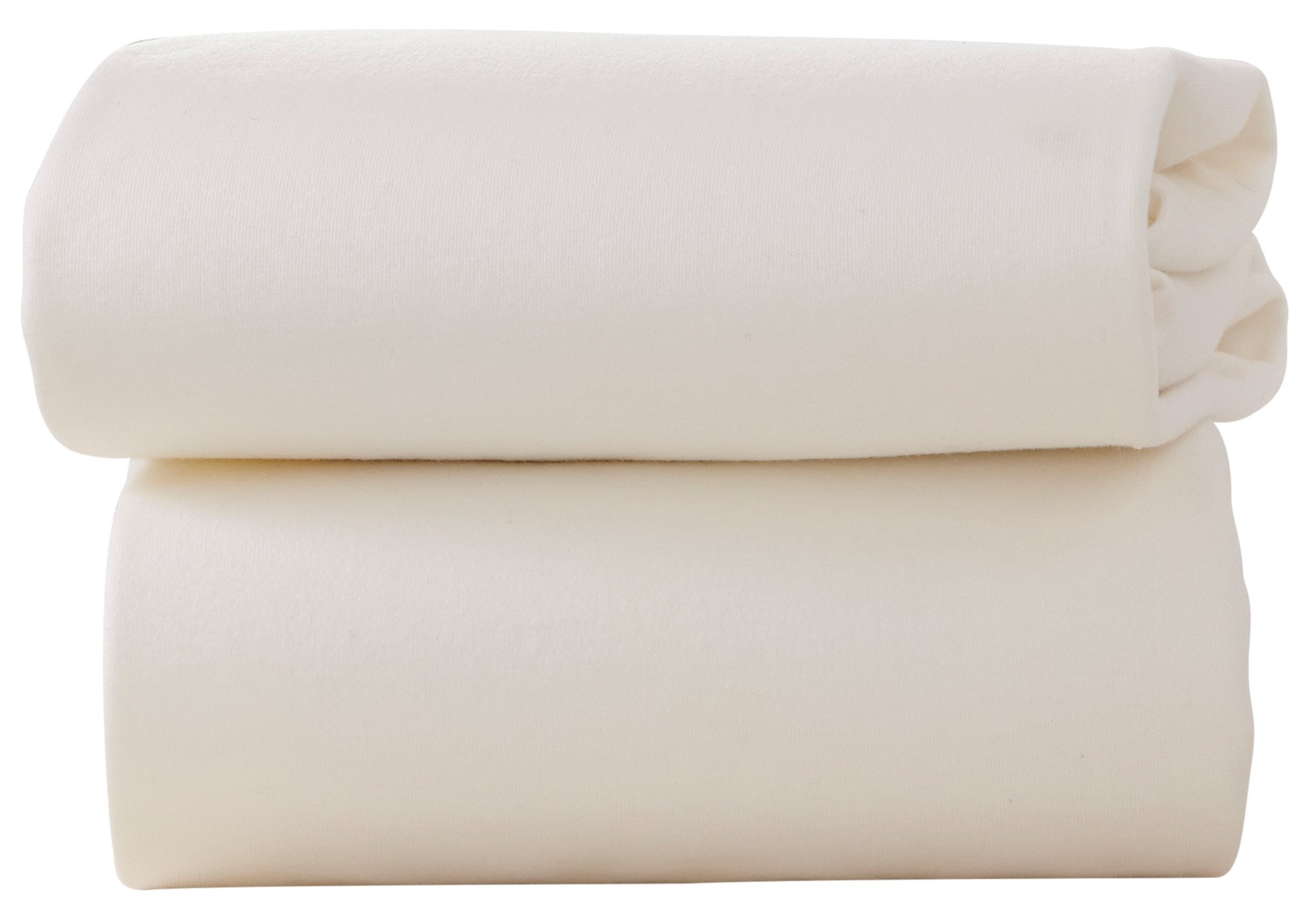 Clair de Lune 2 Pack Fitted Jersey Cotton Cot Bed Sheets 70 x 140 cm (Cream)