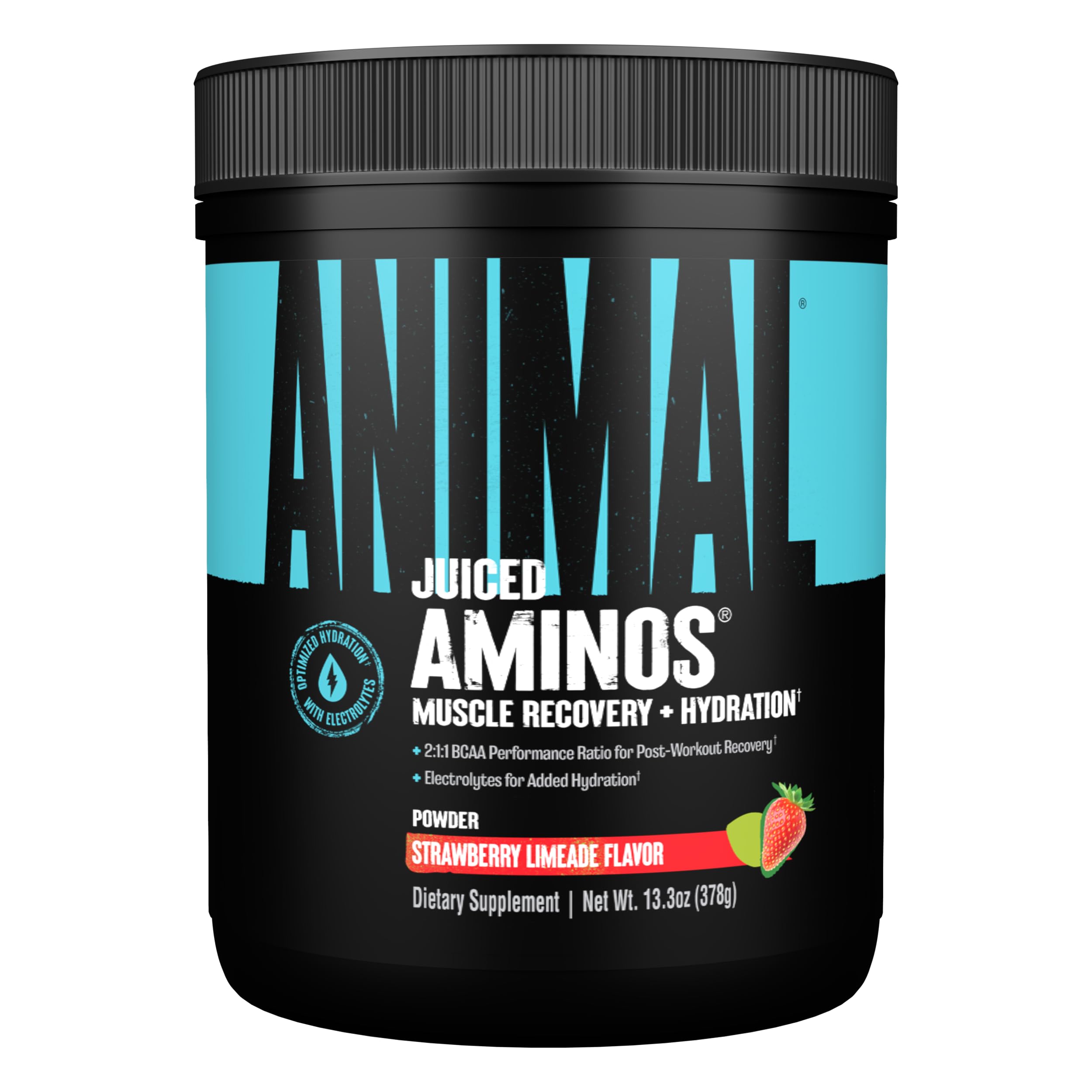ANIMAL Juiced Aminos Strawberry Limeade – EAA & BCAA Powder for Muscle Regeneration & Recovery – Caffeine-Free Amino Acid Supplement for Fitness, Bodybuilding & Intensive Training, 378 g