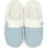 NineCiFun Women's Slip on Fuzzy Slippers Memory Foam House Slippers Outdoor Indoor Warm Plush Bedroom Shoes Scuff with Faux Fur Lining
