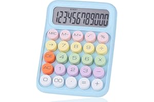 Blue Calculators, Basic Standard Calculator, Mechanical Switch Calculator, 12 Digit Display, Large LCD Display and Big Button