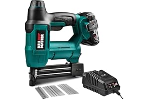 NEU MASTER Cordless Nail Gun Battery Powered, Battery Brad Nailer/Staple Gun NTC0023 20V Max. Battery and Charger Included for Upholstery, Woodworking and Carpentry