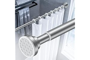Uniclife Silver Shower Curtain Rod, Latest Adjustable 32-82 Inch Heavy Duty Tension Shower Rod, Non Slip No Drill Spring Tens