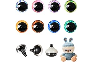 MUCUNNIA 96pcs 16mm 3D Moon Glitter Safety Eyes for Crocheting with Washers Laser Crochet Eyes Amigurumi Eyes for Crochet Animals Craft Doll Eyes Stuffed Crochet Eyes for Crafts Halloween Decorations