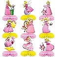 9Pcs Princess Peach Birthday Party Supplies,Princess Peach Honeycomb Centerpieces,Princess Peach Theme 3D Table Decorations