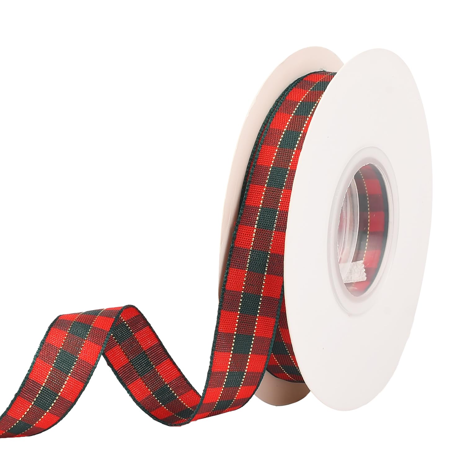 MEISH 20 Yards Classic Tartan Red Christmas Buffalo Plaid Ribbon, 15mm, Polyester, Perfect for Christmas, Weddings, Birthdays, Valentine's Day, DIY Crafts