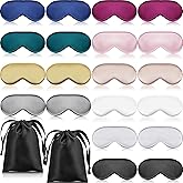 20 Pieces Silk Sleep Mask Eye Mask with Adjustable Strap Sleeping Cover Eye Cover Blindfold for Women Men Sleeping Travel(Multicolored)