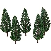 Yetaha 50PCS Model Trees, Trains Scenery DIY Pine Plastic Model Green Trees for OO HO Scale railroad Landscape Architecture S
