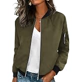 HOTOUCH Women Casual Jacket Long Sleeve Zip Up Coat Spring Fall Clothes | Solid Color Casual Jacket, Long Sleeve with Zipper and Side Pockets, Breathable Outerwear for Spring Fall Daily Wear