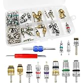 102Pcs Air Conditioning Valve Core - Valve Cores Accessories A/C R12 R134a Accessories Kit, Automotive Air Conditioning Refrigeration Tire Valve Stem Cores Repair Tool Assortment Kit