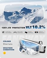 Findway Ski Goggles OTG Anti-Fog UV Protection Silver view 3