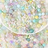 ToBeIT 300g Assorted Glass Beads Cracked Bead Spacer Seed Beads Set Multiple Sizes Glass Bead Craft Beading Bulk for Jewelry Making DIY Craft Bracelets Necklace Key Chains