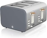 Swan Nordic 4 Slice Toaster Grey 1500W 6 Browning Levels Defrost Reheat