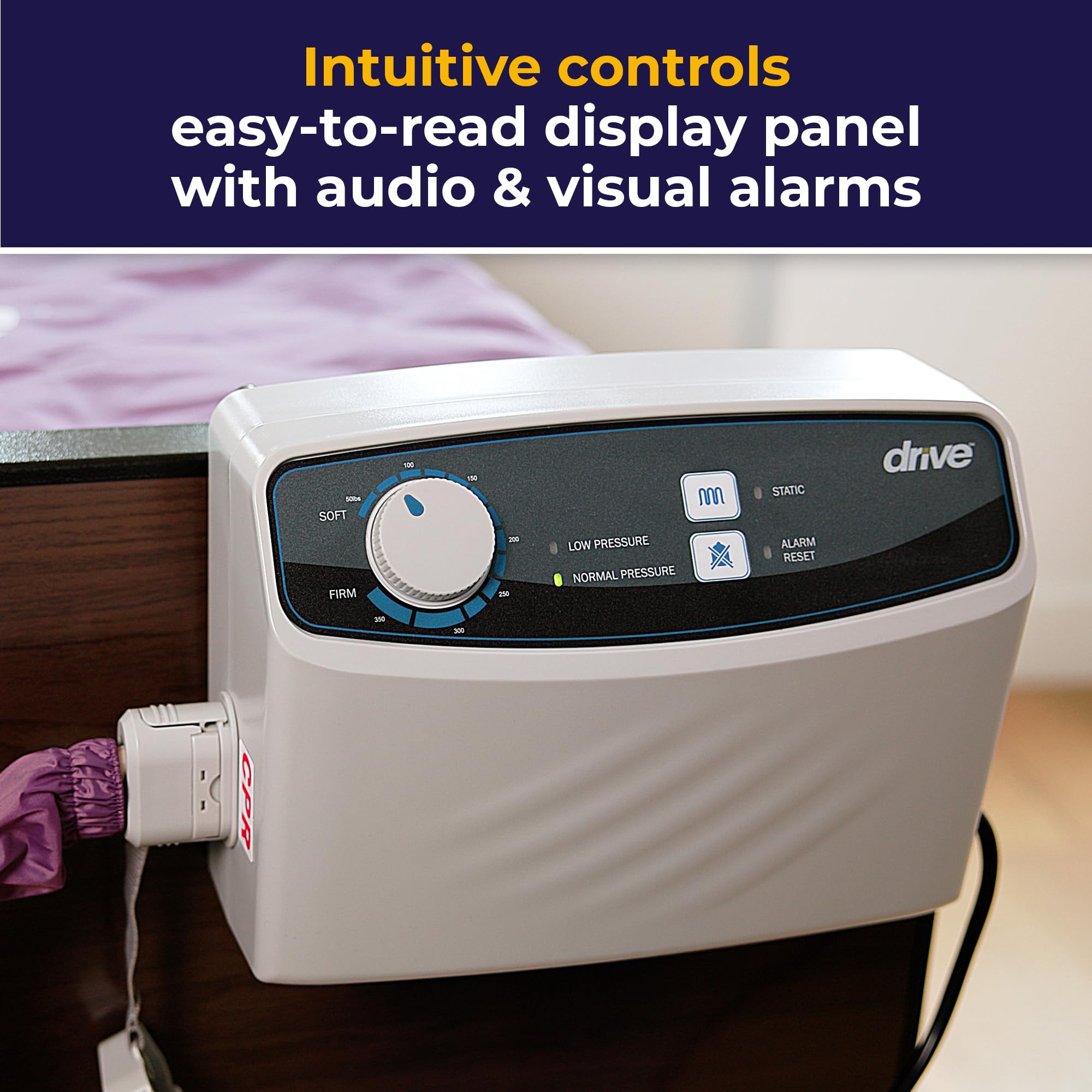 Drive Medical 14027 Med-Aire Low Air Loss Mattress Replacement System with Alternating Pressure, Dark Purple