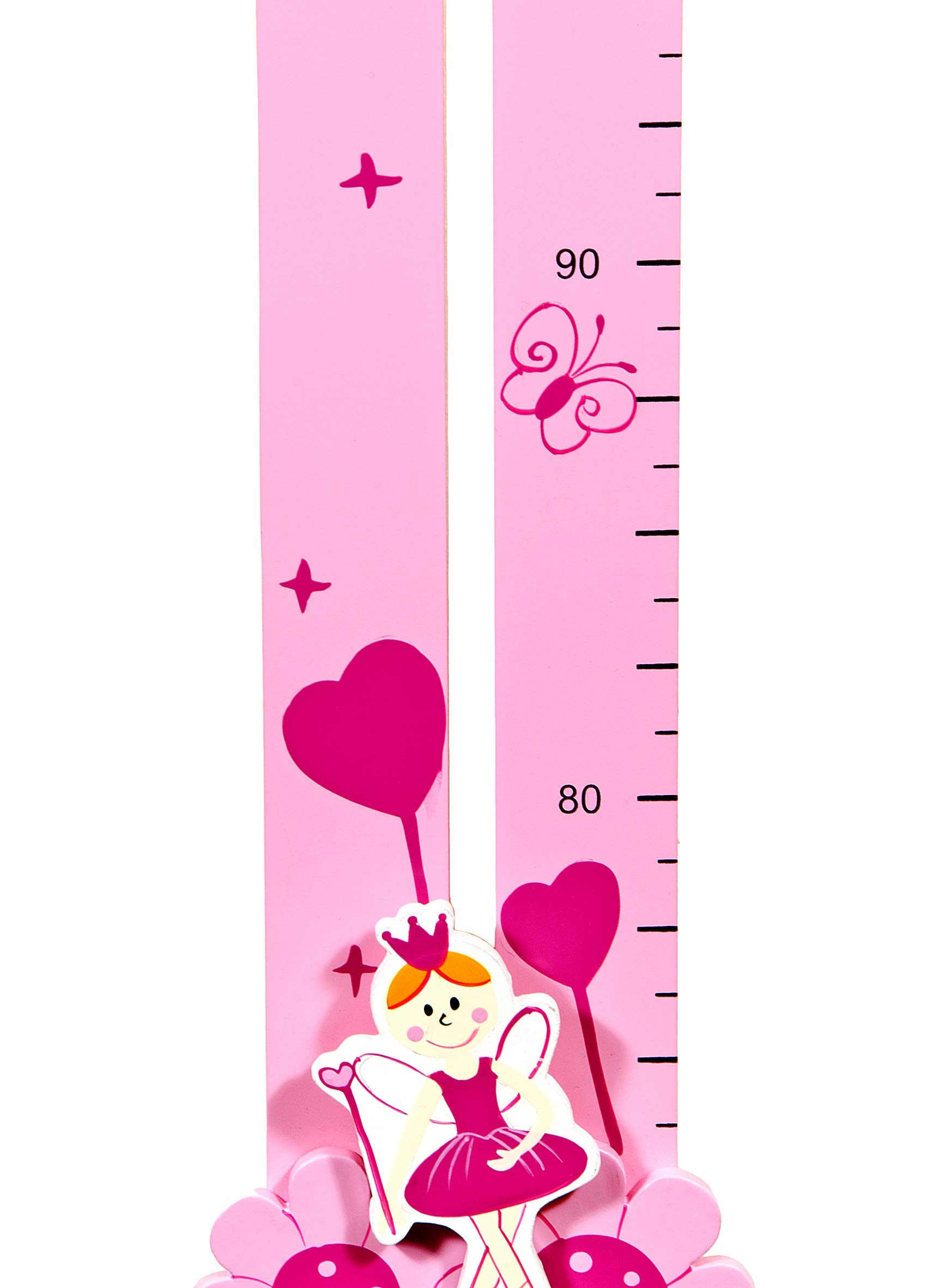 Mousehouse Gifts - Pink Princess Height Chart for Kids' Room Growth Tracking, Wooden Baby Growth Measure
