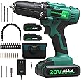 INSPIRITECH 20V Cordless Drill, Power Drill Set with 2 Batteries and Charger,3/8-Inch Chuck Electric Drill Kit with 26-Torque Setting, Drill Driver Bits and Tool Bag Included…