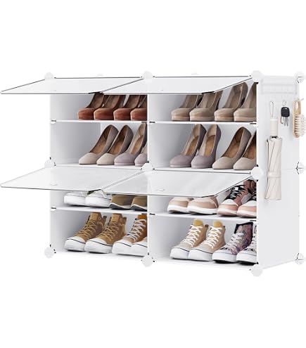 Schuhregal Mit Staubschutz – 4 Etagen, Hält 12 Paar, Vlies-Abdeckung & Metallgestell, Platzsparend