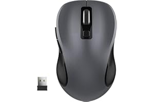 WisFox 2.4G Wireless Mouse for Laptop, Ergonomic Computer Mouse with USB Receiver and 3 Adjustable Levels, 6 Button Cordless Mouse Wireless Mice for Windows Mac PC Notebook (Grey)