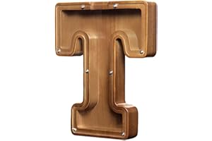 AORCMITN Large Wooden Letter Coin Personalized Piggy Bank for Boys Girls Kids Toddler Adults Money Bank Best Gift for Friends (9.2 Inch-T)