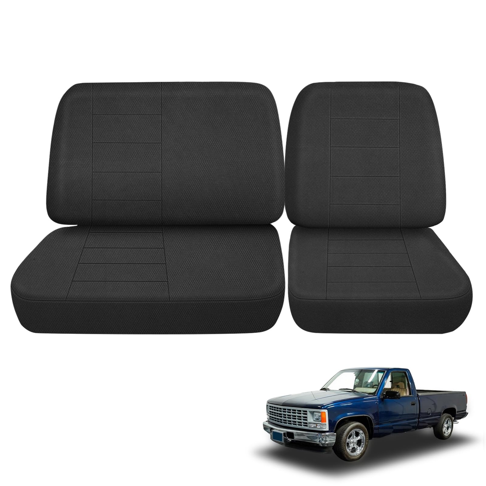 Photo 1 of SAPUBK Front Bench Seat Covers Replace for 1988-1994 Chevy C/K 1500 Pickup 40/60 Seat Without Headrests, Knitted Fabric Composite Soft Foam Lining Airmesh Breathable Seat Cover Cushion