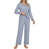 Blooming Jelly Womens Pajamas Sets Soft 2 Piece Pj Fall Long Sleeve Lounge Sets Comfy Cute Sleepwear with Pockets