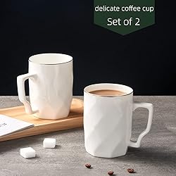 Chulan Coffee Mugs, 12OZ White Bone China Coffee