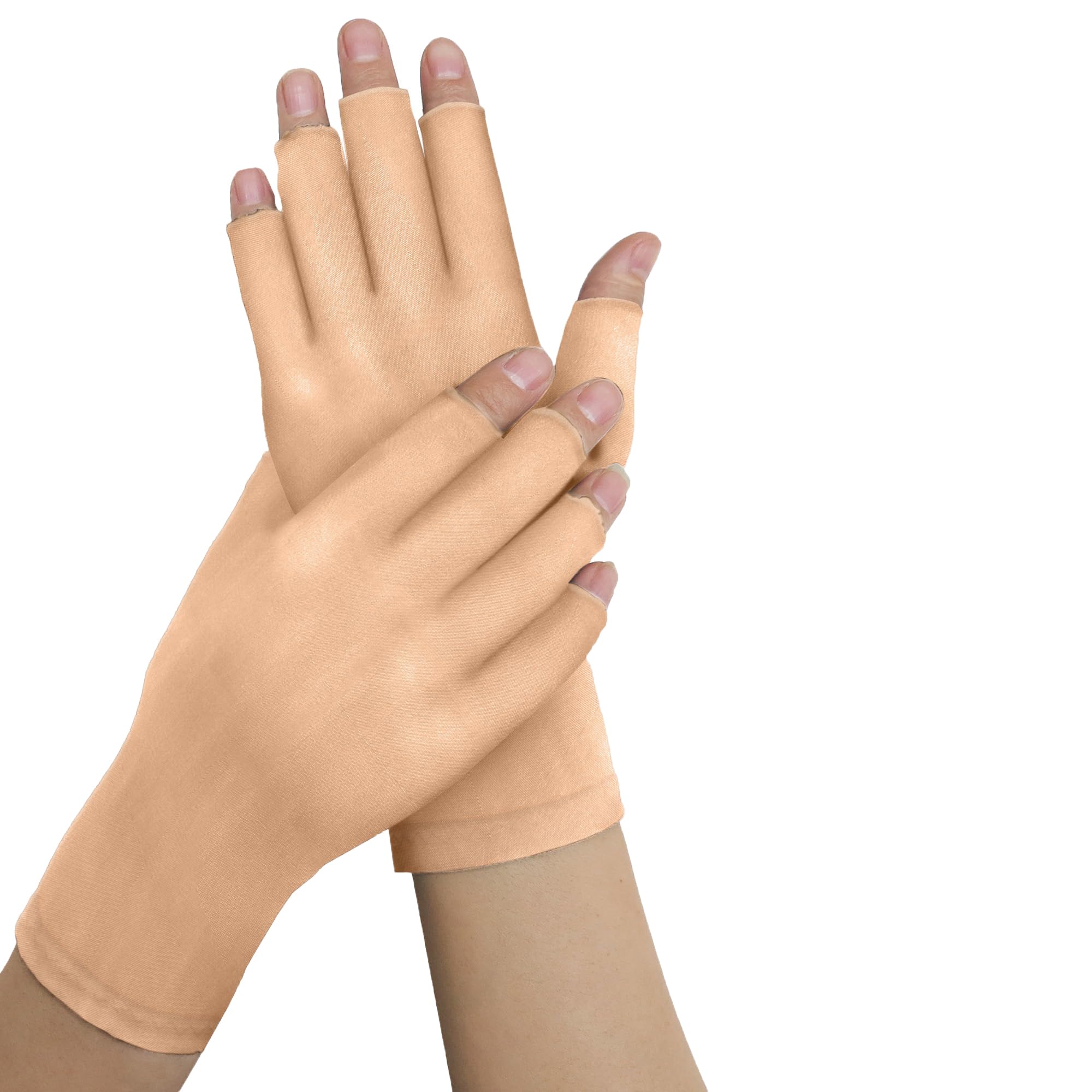 Doctor Developed Arthritis Gloves for Women & Men & Doctor Handbook - Open-Finger Rheumatoid Arthritis Gloves for Pain Relief (Nude, M)