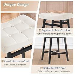 LUE BONA Counter Height Bar Stools Set of