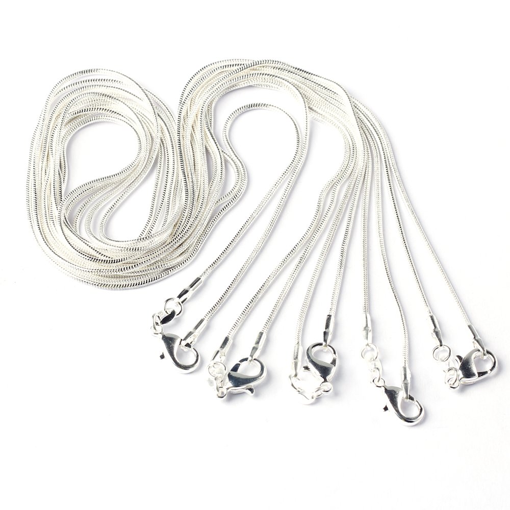BODYA 5pc 20" Inch Silver Plated 1.2mm Snake Sparkle Chain Necklace