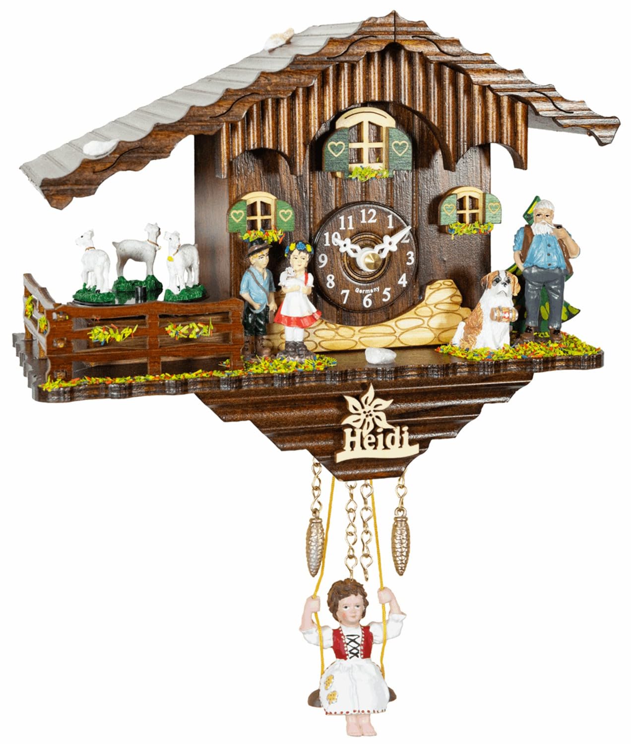Trenkle Kuckulino Black Forest Clock Swiss House with turning goats, quartz movement and cuckoo chime TU 2020 SQ