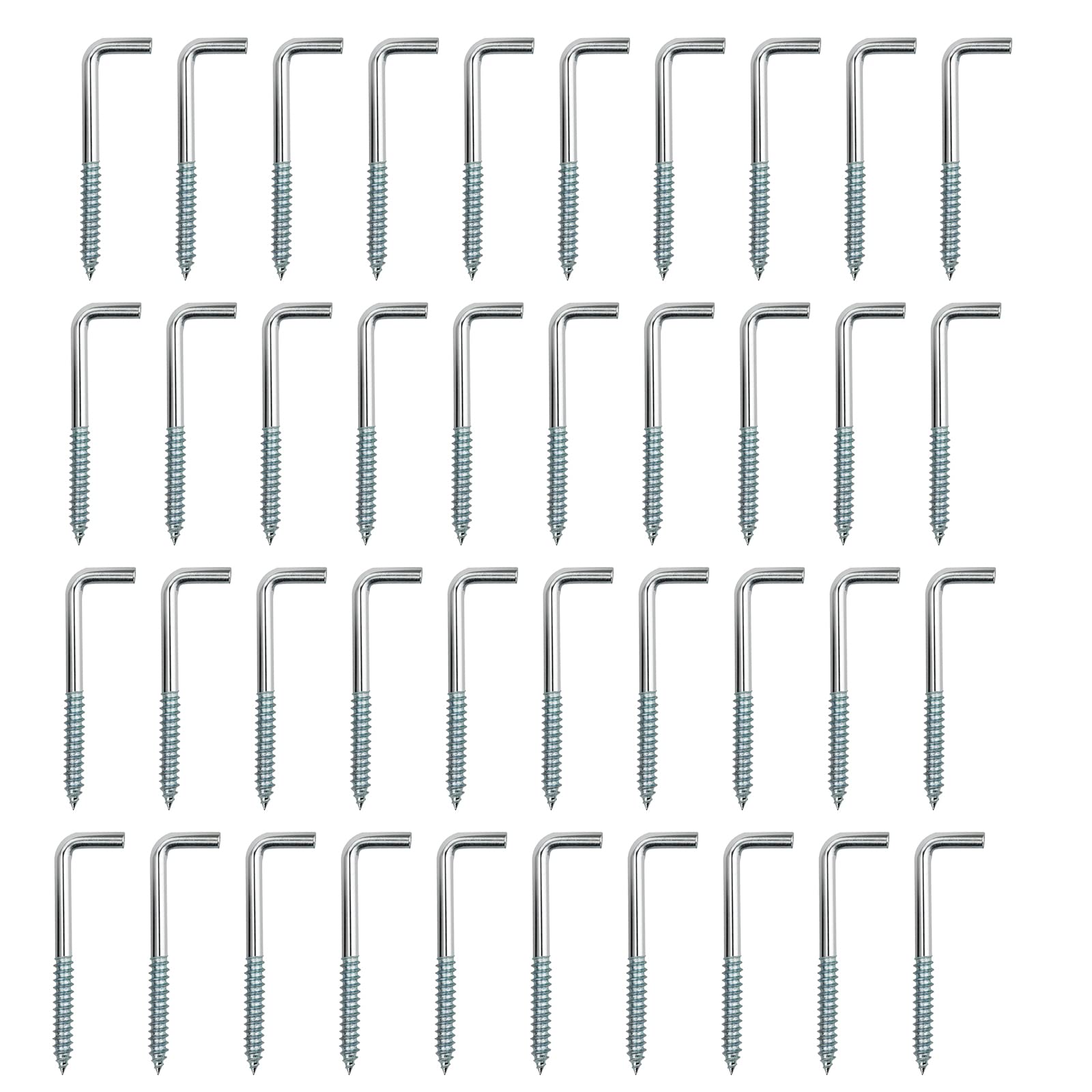 Srup 40 x Straight L-Shaped Screw Hooks, Metal L Screw Hooks, L-Shaped Hooks for Cabinets, Furniture, Wall Shelves, Screws Hooks