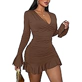 Elegant Off-Shoulder Long Sleeve Bodycon Dress for Women - Stretchy Casual Party Dress