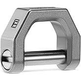 MecArmy CH2 Titanium D Shape Heavy Duty Key Ring, Key Fob Holder Keychain with Screw Shackle for EDC Gear, Purse, Bag（S/M/L）-Stonewashed,S