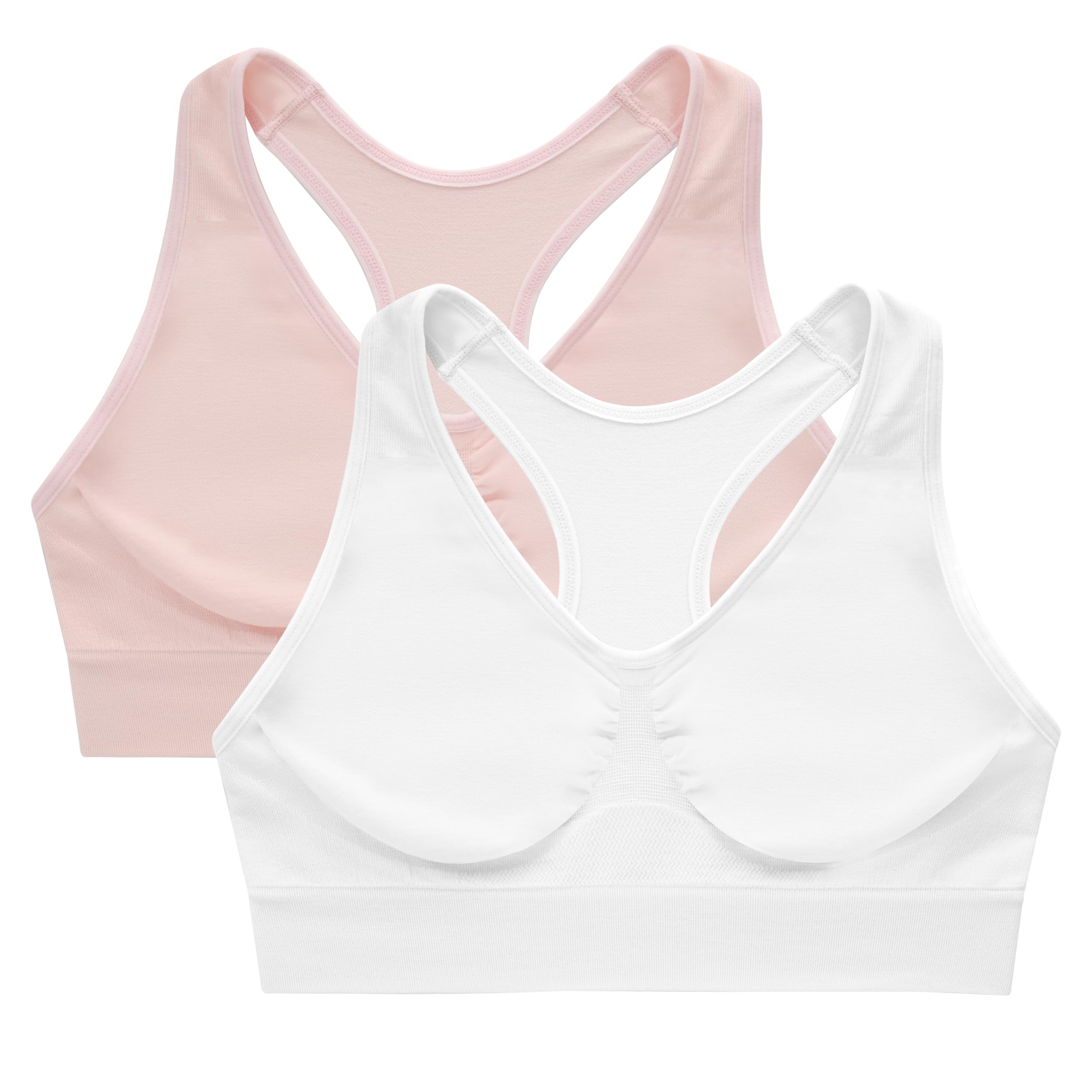 Photo 1 of *XS SIZE* Hanes Women's Cozy Wireless, Full-Coverage Pullover, Seamless T-Shirt Bra, 2-Pack, White/Light Buff