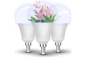HYLROE E12 Candelabra Small Base Grow Light Bulbs for Indoor Plants Full Spectrum 9W Grow Lamp 100W Replace with Blue Red 5000K LEDs for Seeds and Greens,Laboratory,Greenhouse,Garden,DIY Horticulture, 3 Pack