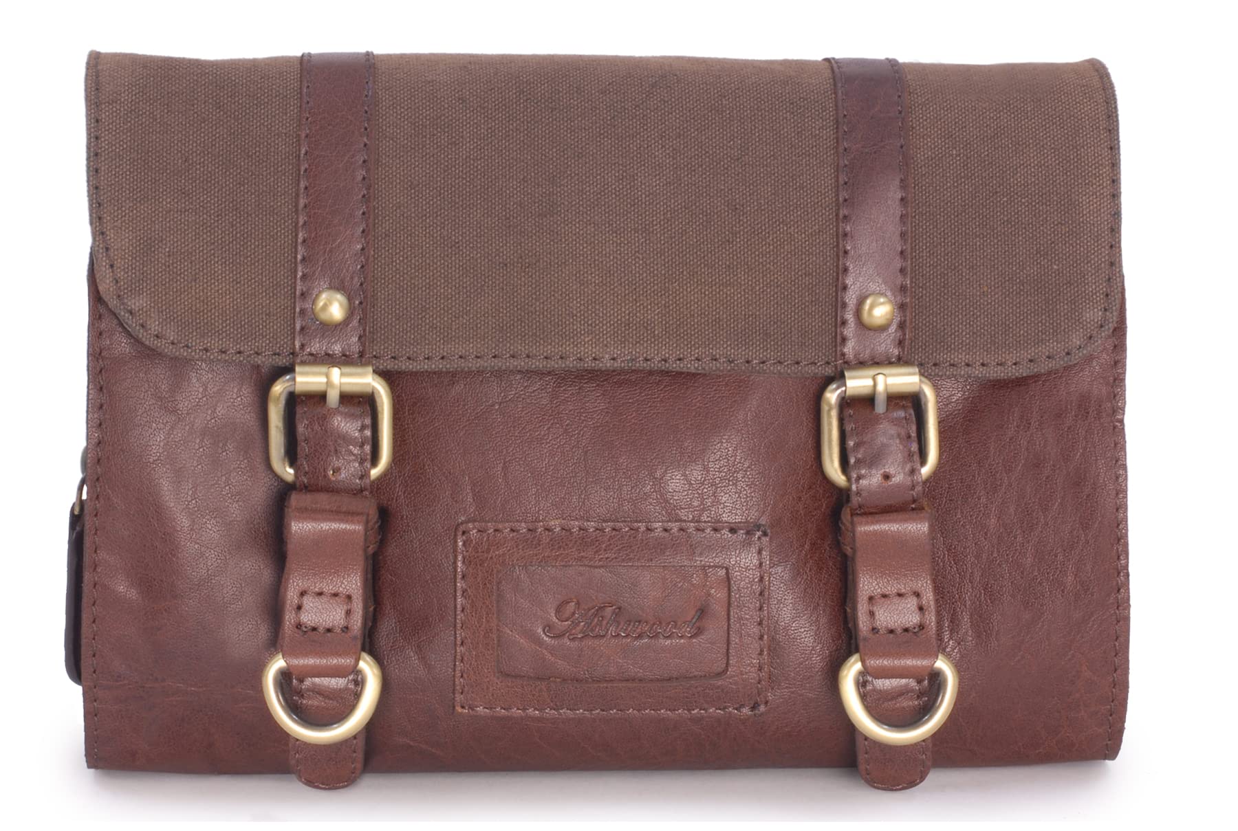 Ashwood - Men's Travel Toiletry Bag - Leather and Canvas - Medium Wash Bag - Hanging Cosmetic Case - Hammersmith 7010 - Tan