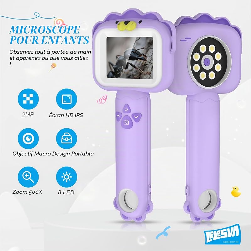 Microscopes pour Enfants, Mini Microscope de Poche Portable,Jouets éducatifs scientifiques pour Cadeaux d'anniversaire de Noël pour Enfants de 3 4 5 6 7 8 9 10 Ans (Lion)