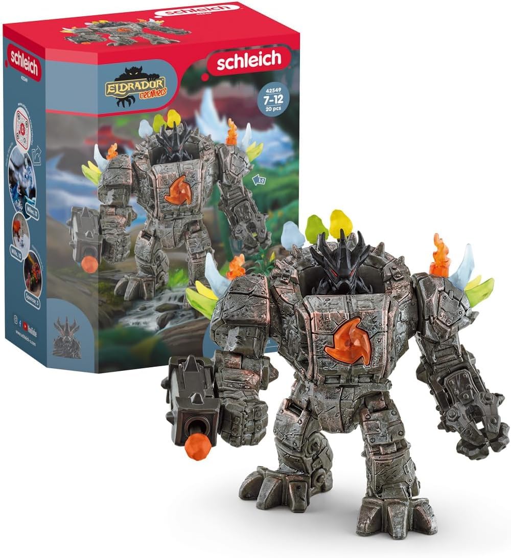 SCHLEICH Eldrador Creatures - 20 PC Master Robot, Mini Creature, and Weapons Playset - Moveable Action Figure for Boys and Girls - 9" Robot Toy Figurine Play Set - Kids Ages 7+ | 42549