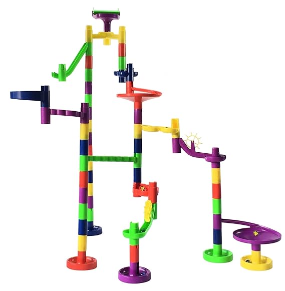 Mr. Marble Run Starter Set (48 Large Marble Run Pieces + 10