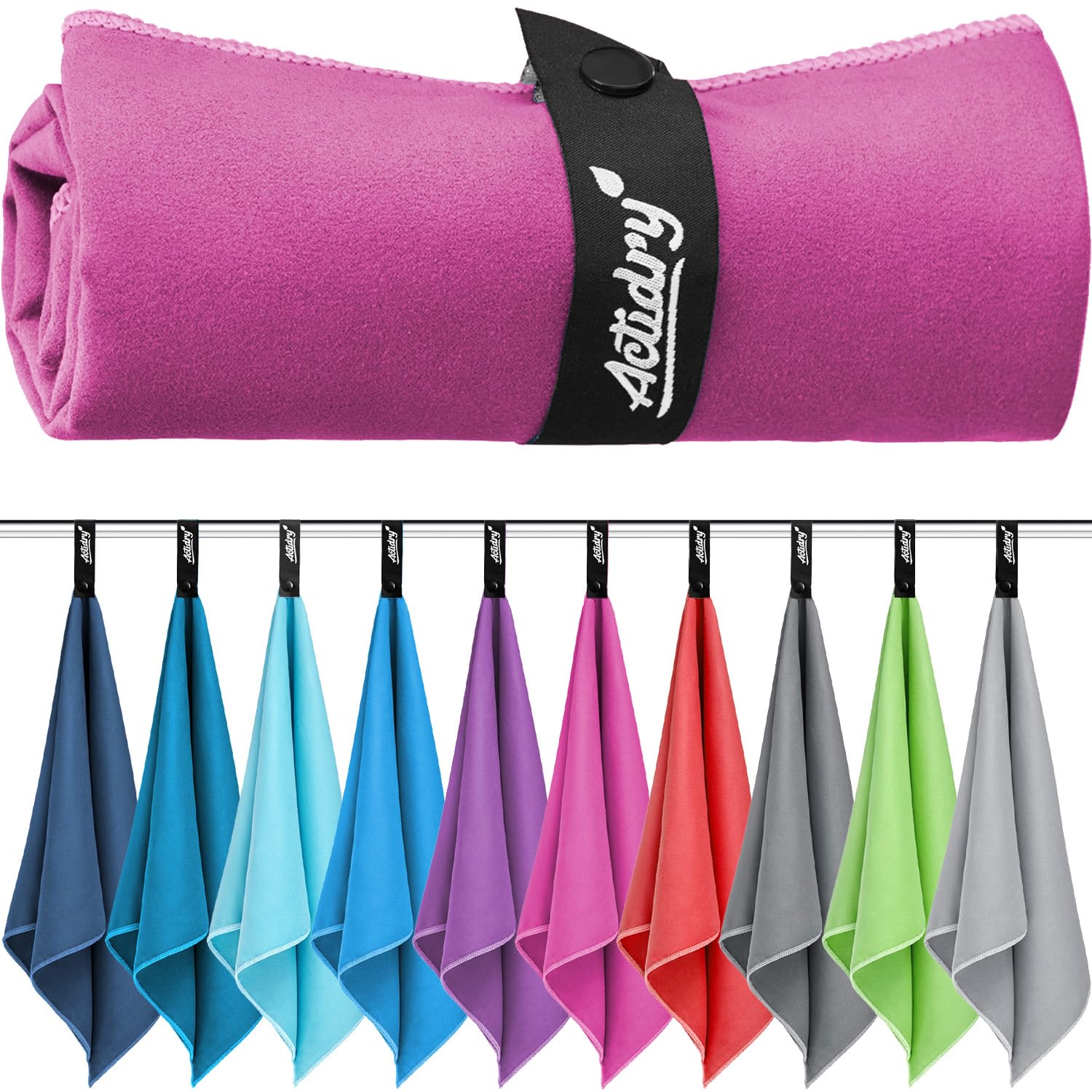 Actidry Microfiber towel - XL/L/M - 10 colors - light, quick-drying, highly absorbent - gym, sport, fitness, hiking, camping, yoga, hair, kids towels, medium - M 70 x 140 cm - rose/pink