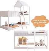Jtyca Wooden Bunk Beds for Kids, Cabin Bed with Guard Rail & Ladder view 5