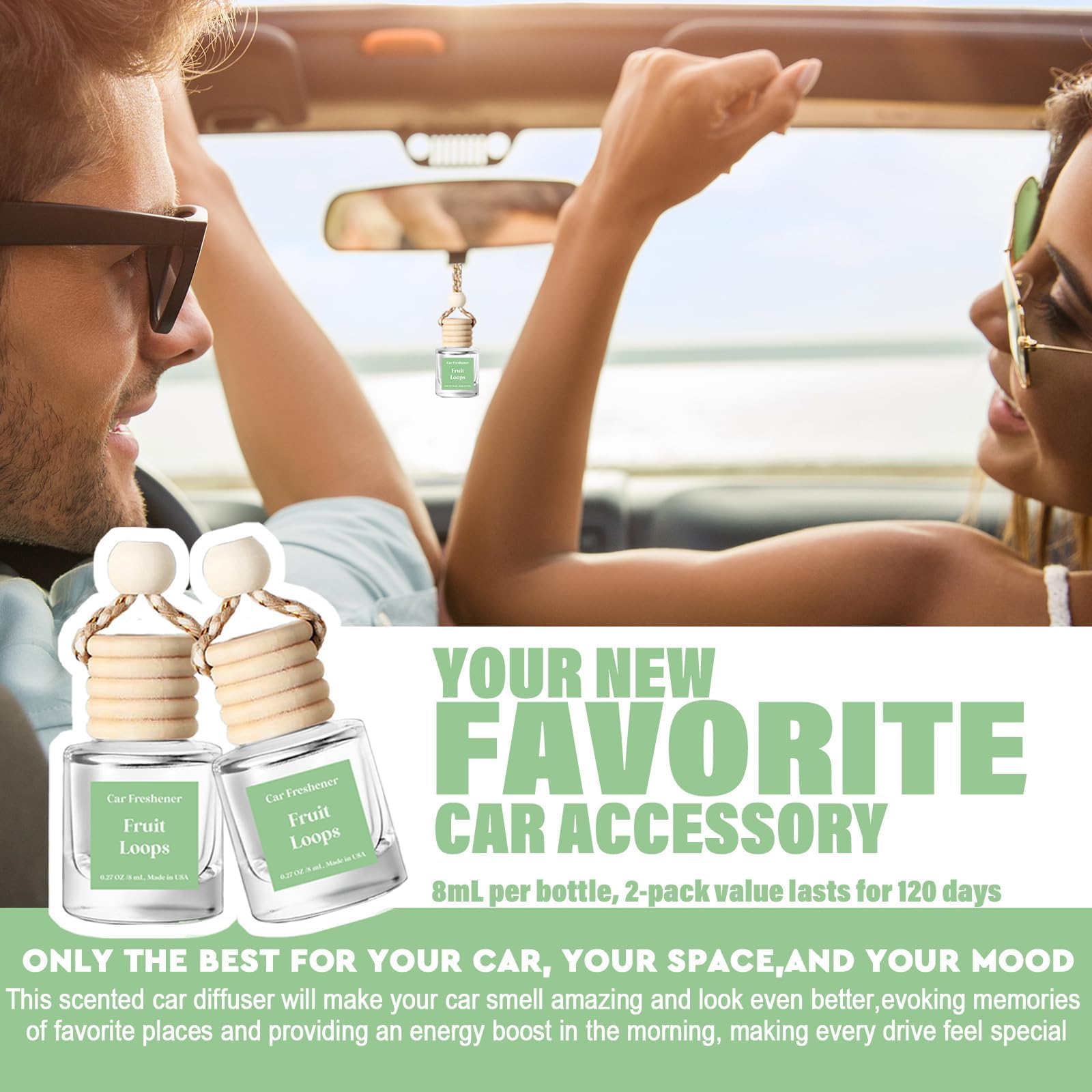 Condition photo showing New/Like New for c classy hanging car air freshener 2 pack, fruit loops essential oil diffuser, long-lasting fragranc