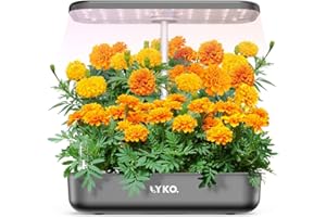 LYKOCLEAN Hydroponics Growing System 12 Pods,LYKO Indoor Garden w/Full-Spectrum 36W Grow Light,Indoor Herb Garden Automatic Timer,Height Adjustable 3.5L Water Tank, Gifts for Men Women (Grey)