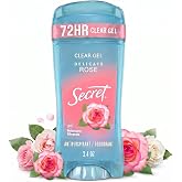 Secret Fresh Antiperspirant Deodorant for Women, 72hr Breathable Sweat &amp; Odor Protection, Instant Freshness &amp; Gentle, PH Balancing Minerals, Clear Gel, Delicate Rose Scent, 3.4 oz