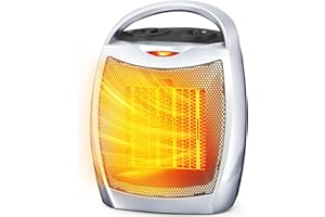 Electactic Portable Ceramic Space Heater w/Thermostat, 1500W Indoor Electric Space Heater Fan with Overheat and Tip-Over Protection, Heat Up 200 Square Feet for Office Room Dorm Use, Silver